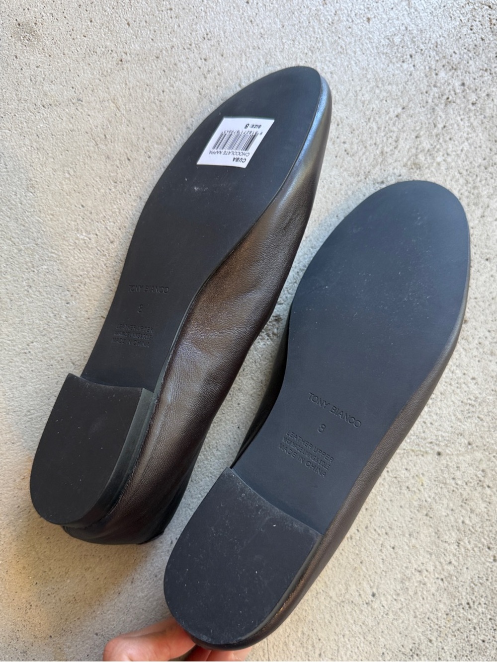 Tony Bianco Dark Brown Leather Slip-On Flats - Picture 2 of 3